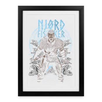 Njørd Fisker - Viking - blue - Framed poster (27 × 37 cm) - black - Front