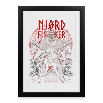 Njørd Fisker - Viking - red - Framed poster (27 × 37 cm) - black - Front