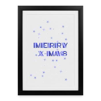 Merry X MAS - Affiche encadrée (27 × 37 cm) - noir - Devant