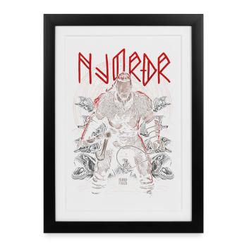 Njörðr - Norse god of the sea and wealth - Framed poster (27 × 37 cm) - black - Front