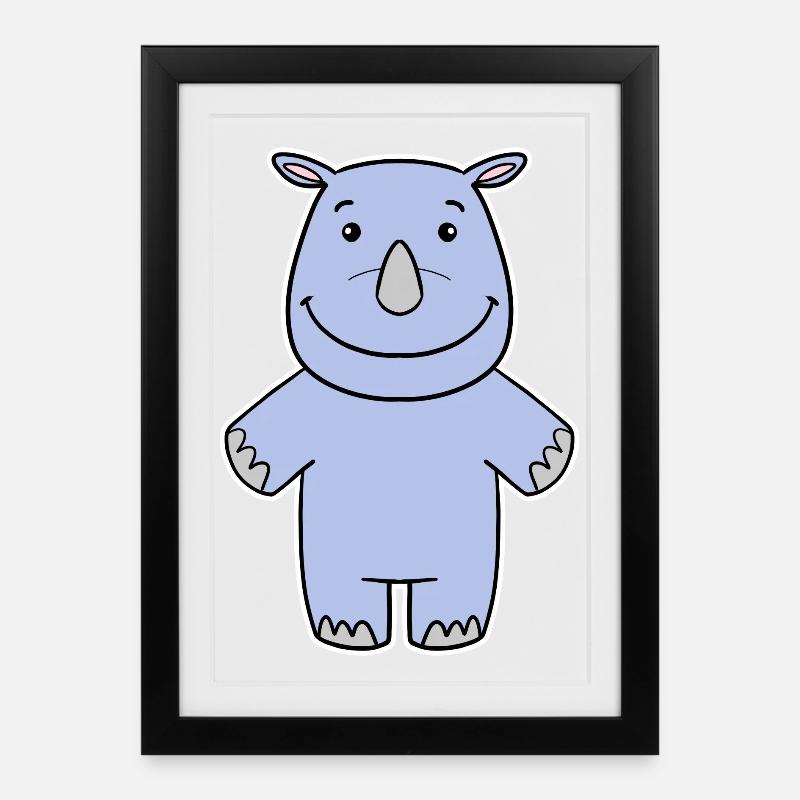 Rhinocéros, Rhinocéros - Affiche encadrée (27 × 37 cm) - noir