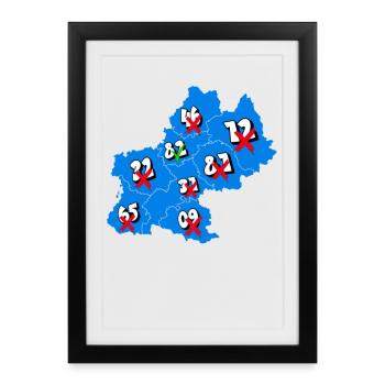 Région Midi-Pyrénées - Affiche encadrée (27 × 37 cm) - noir - Devant