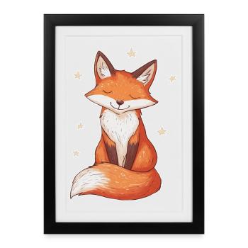 Fox and Stars - Framed poster (27 × 37 cm) - black - Front