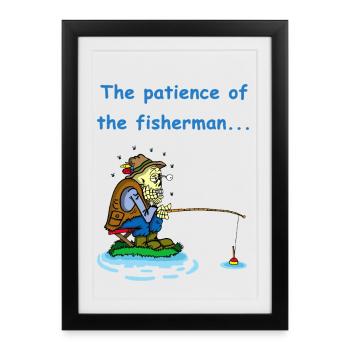 La patience du pêcheur - Affiche encadrée (27 × 37 cm) - noir - Devant