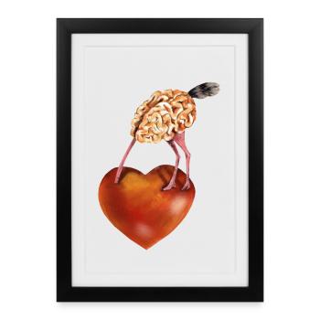 Brain and heart - Framed poster (27 × 37 cm) - black - Front