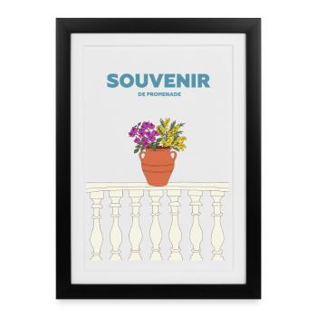 Souvenir Fleuri - Mediterranée et dolce vita - Affiche encadrée (27 × 37 cm) - noir - Devant