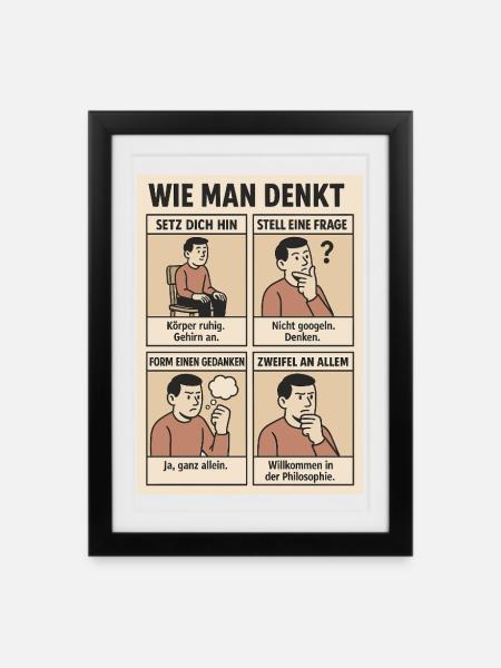 Wie man denkt - Gerahmtes Poster (27 × 37 cm) - Schwarz