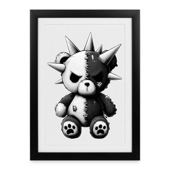 Split Skull Plush Bear Punk - Framed poster (27 × 37 cm) - black - Front