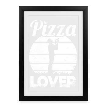 Passionné de pizza - Affiche encadrée (27 × 37 cm) - noir - Devant