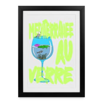 Méditerranée au Verre - Suréalisme petiteToulon - Affiche encadrée (27 × 37 cm) - noir - Devant