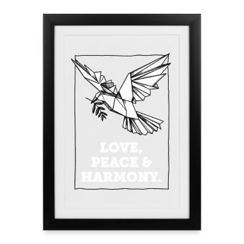 Love, peace and harmony! (Love Peace Harmony) - Framed poster (27 × 37 cm) - black - Front