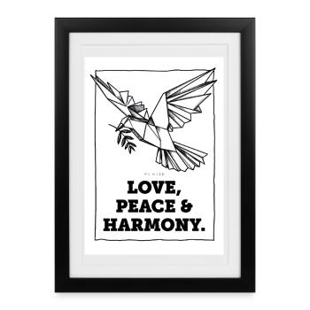 Love, Peace and Harmony - Framed poster (27 × 37 cm) - black - Front