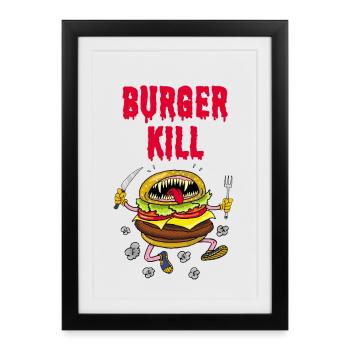 Quand le burger a faim - Affiche encadrée (27 × 37 cm) - noir - Devant