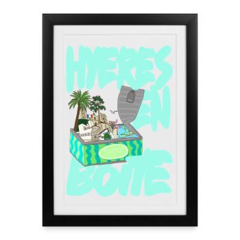 Hyeres en Boite - Affiche encadrée (27 × 37 cm) - noir - Devant