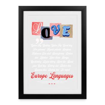Amour l’Europe – Chemise Uniting Languages - Affiche encadrée (27 × 37 cm) - noir - Devant