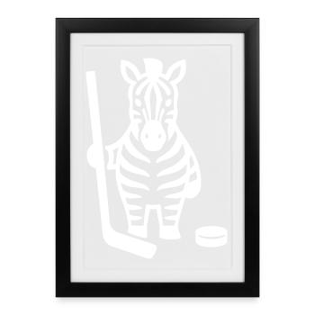 Minimalist Zebra Hockey Silhouette Design - Framed poster (27 × 37 cm) - black - Front