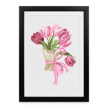Vintage floral arrangement with pastel colors - Framed poster (27 × 37 cm) - black - Front