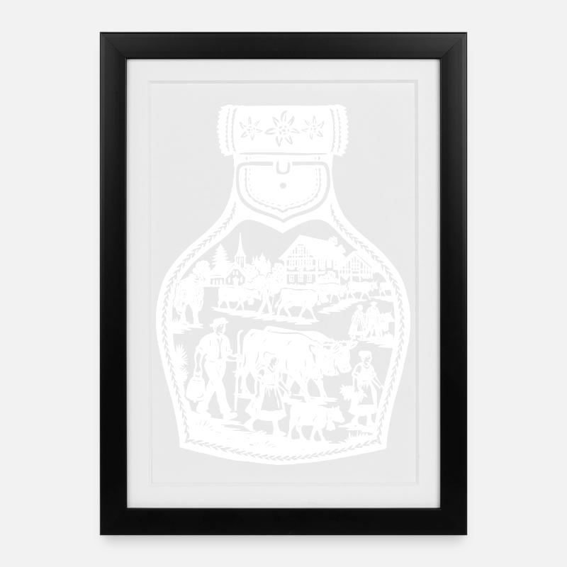 Alpine descent white - Framed poster (27 × 37 cm) - black