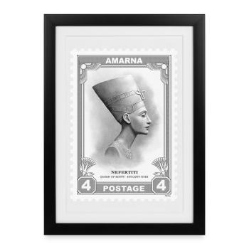 Timbre Néfertiti - Affiche encadrée (27 × 37 cm) - noir - Devant