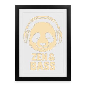Panda avec un casque - Affiche encadrée (27 × 37 cm) - noir - Devant