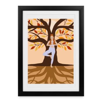 Yoga Lifestyle – Posture de l’Arbre, équilibre - Affiche encadrée (27 × 37 cm) - noir - Devant