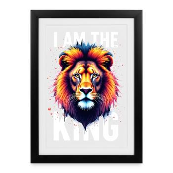 I am the King Löwe - Affiche encadrée (27 × 37 cm) - noir - Devant