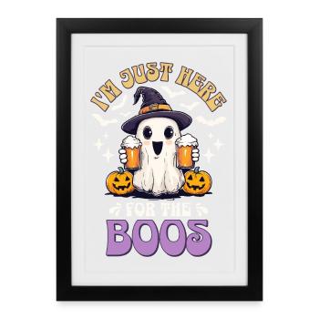 Halloween, je suis juste là pour les huées de la bière fantôme - Affiche encadrée (27 × 37 cm) - noir - Devant