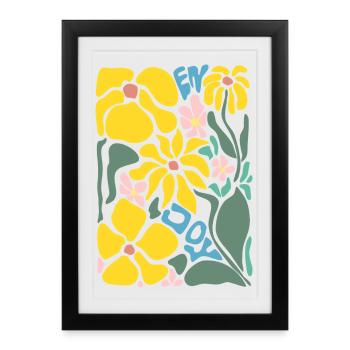 Good Mood Flowers - Yellow - Framed poster (27 × 37 cm) - black - Front