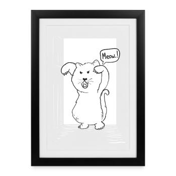 cat in front of door for halloween - Framed poster (27 × 37 cm) - black - Front