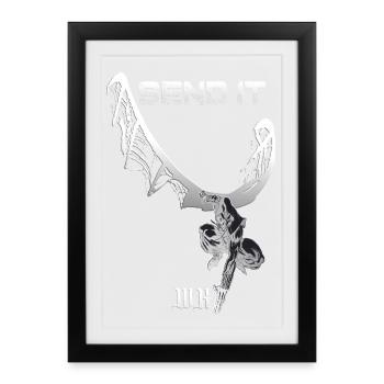 Send It Skeleton Dragon Grunge - Framed poster (27 × 37 cm) - black - Front