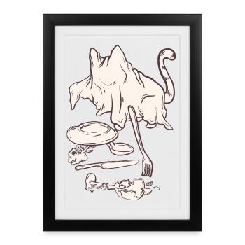 crime scene - halloween cat - Framed poster (27 × 37 cm) - black - Front