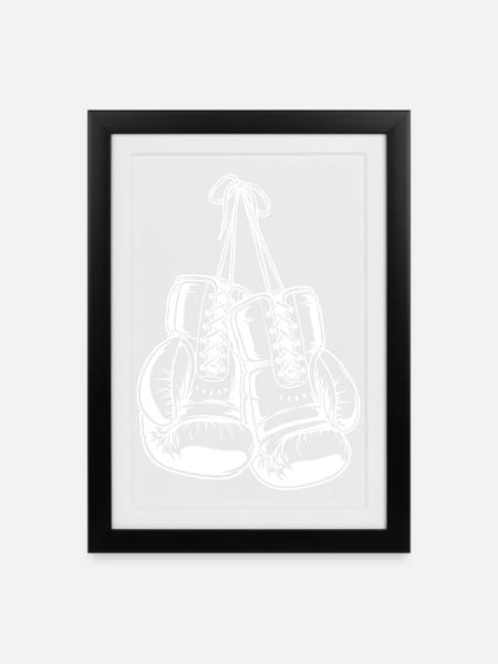 Weisse Boxhandschuhe Design für Logo erstellung - Gerahmtes Poster (27 × 37 cm) - Schwarz