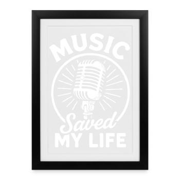 La musique m’a sauvé la vie T-shirt rétro tri-mélangé - Affiche encadrée (27 × 37 cm) - noir - Devant