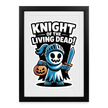 Knight Boo - Épée fantôme d’Halloween effrayante et mignonne - Affiche encadrée (27 × 37 cm) - noir - Devant