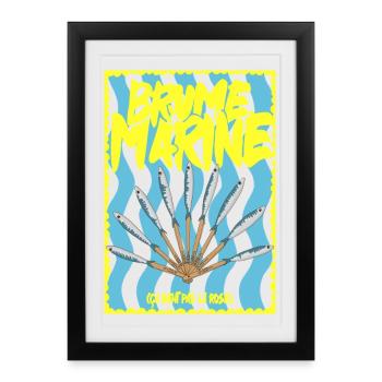 Brume Marine et  éventaile de sardines - Affiche encadrée (27 × 37 cm) - noir - Devant