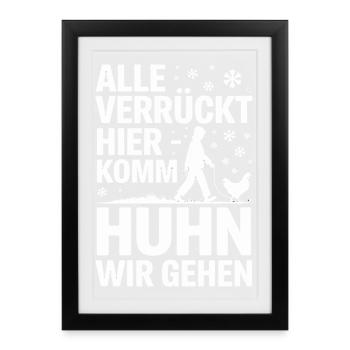Tous fous ici venez poulet on y va - Affiche encadrée (27 × 37 cm) - noir - Devant