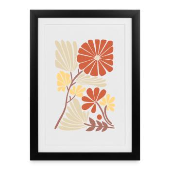 Motif floral boho - Affiche encadrée (27 × 37 cm) - noir - Devant