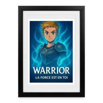 Guerrier Aura Bleue - Affiche encadrée (27 × 37 cm) - noir - Devant