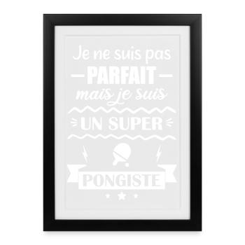 Super Pongiste Tennis de Table Ping-Pong Ping Pong - Framed poster (27 × 37 cm) - black - Front