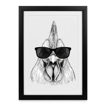 Coq - Affiche encadrée (27 × 37 cm) - noir - Devant