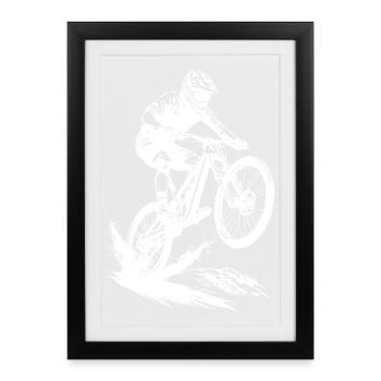 Energetic Mountain Bike Art Cyclist - Framed poster (27 × 37 cm) - black - Front