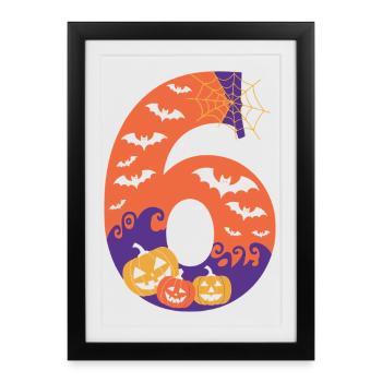 Halloween Haunted Number 6 Pumpkin Design - Framed poster (27 × 37 cm) - black - Front