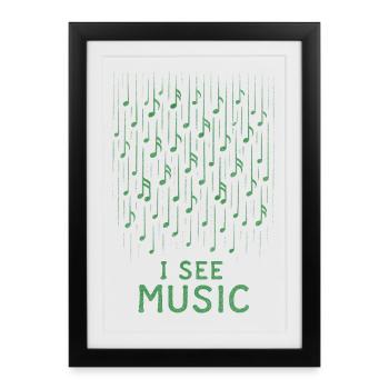 I See Music: Abstract Rain of Notes - Framed poster (27 × 37 cm) - black - Front