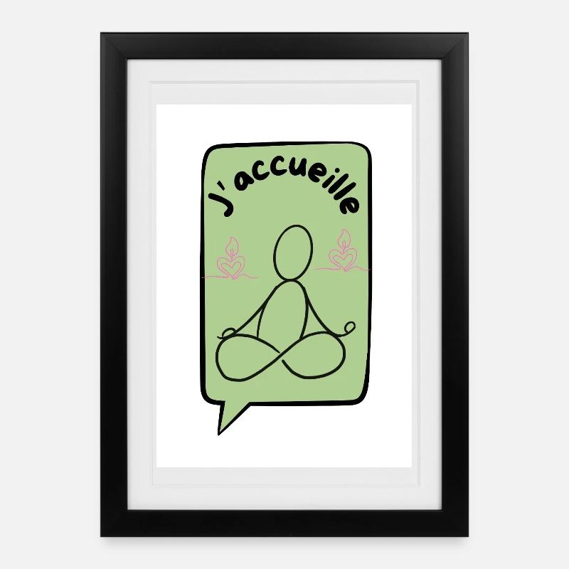 J'acceuille ocre - Affiche encadrée (27 × 37 cm) - noir