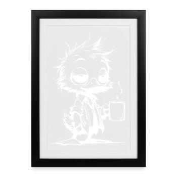 Canard du bureau chaos matinal avec café au bureau - Affiche encadrée (27 × 37 cm) - noir - Devant