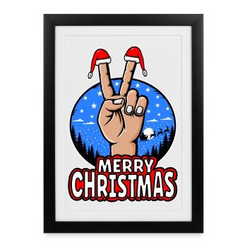 Merry Christmas Peace Sign Motif - Framed poster (27 × 37 cm) - black - Front