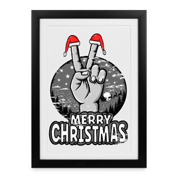 Merry Christmas Peace Sign Design - Framed poster (27 × 37 cm) - black - Front