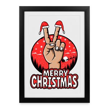 Merry Christmas Peace Sign Motif - Framed poster (27 × 37 cm) - black - Front