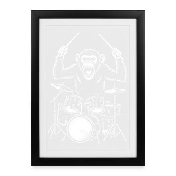 Drumming Chimp Band - Framed poster (27 × 37 cm) - black - Front