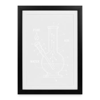 Blueprint Technique Bong – Art Cannabis - Framed poster (27 × 37 cm) - black - Front